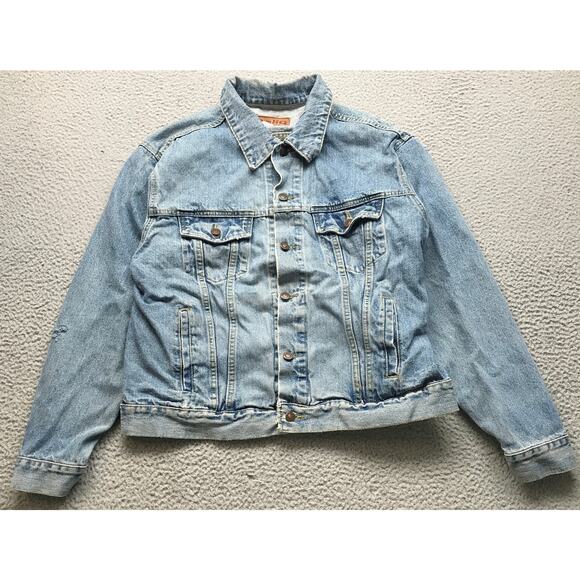 Vintage Reliq Denim Trucker Jacket Women's Large L Long Sleeve Pocket Blue Gray - Picture 1 of 10